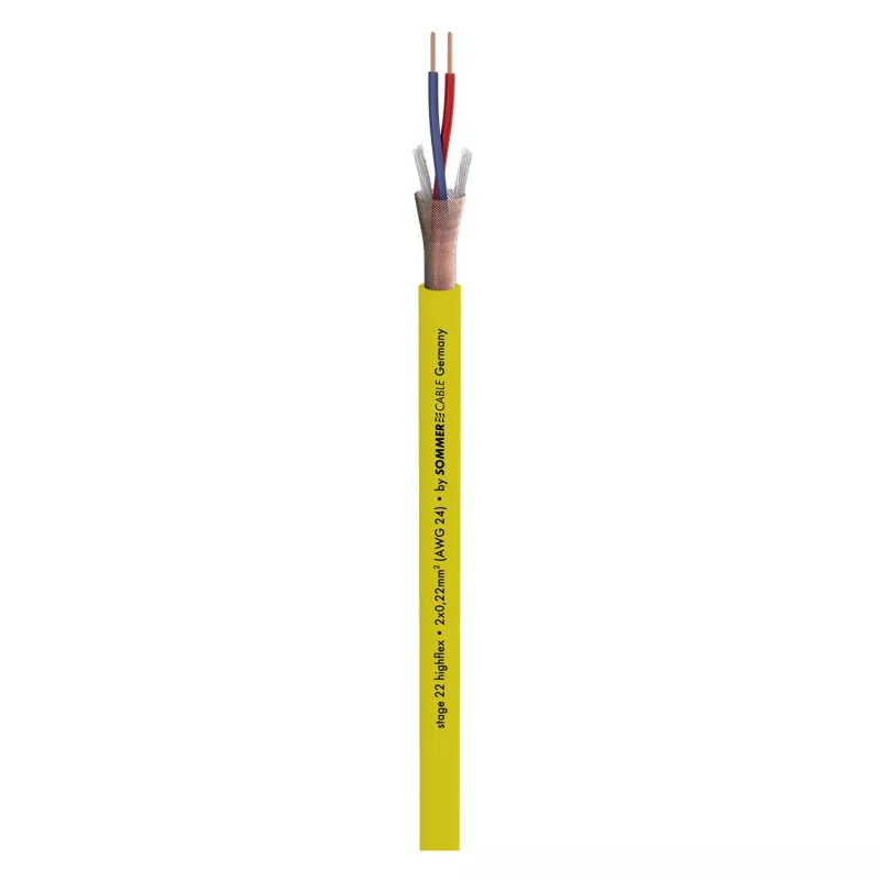 Sommer Microphone Cable Stage 22 Highflex زرد